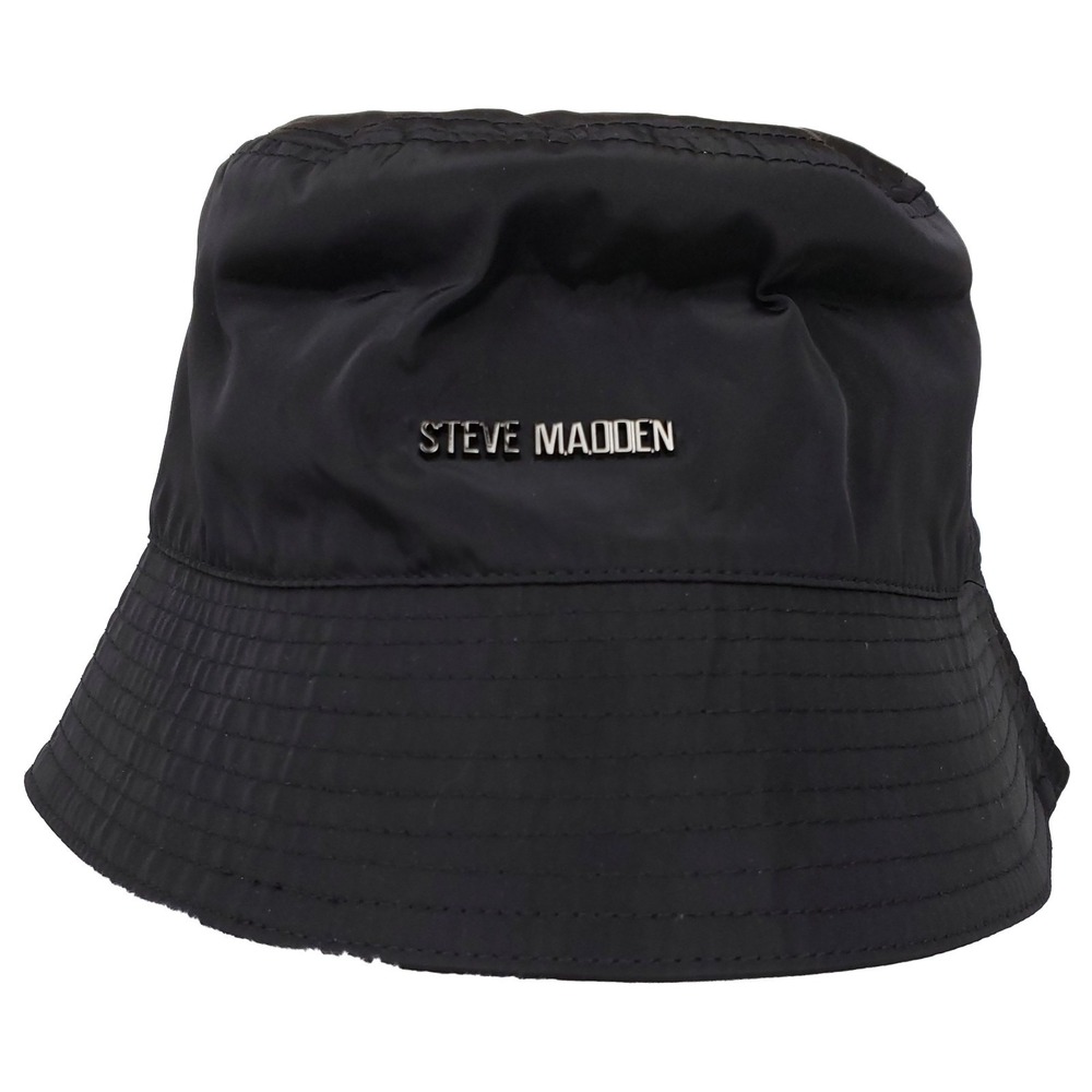 Steve‎ Madden Black Bucket Hat Cap Metal Mold Brand Logo New